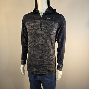 Nike Pro-Training Hoodie Mens Sz M 1/4 Zip Pullover Heathered Gray Black LS